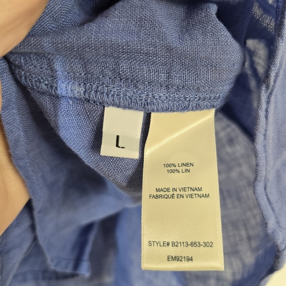 NWT Bella Dahl Button Front Cami Bahia Blue 100% Linen Large - Picture 7 of 8